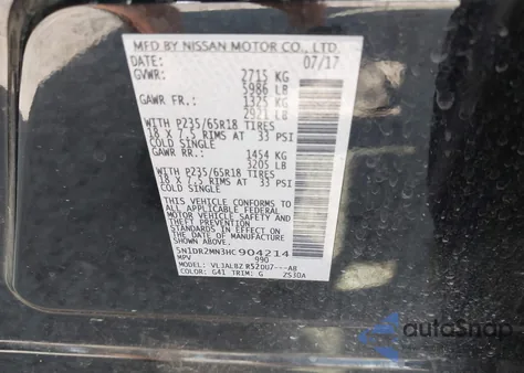 2017 Nissan Pathfinder S from USA, damaged, VIN 5N1DR2MN3HC904214